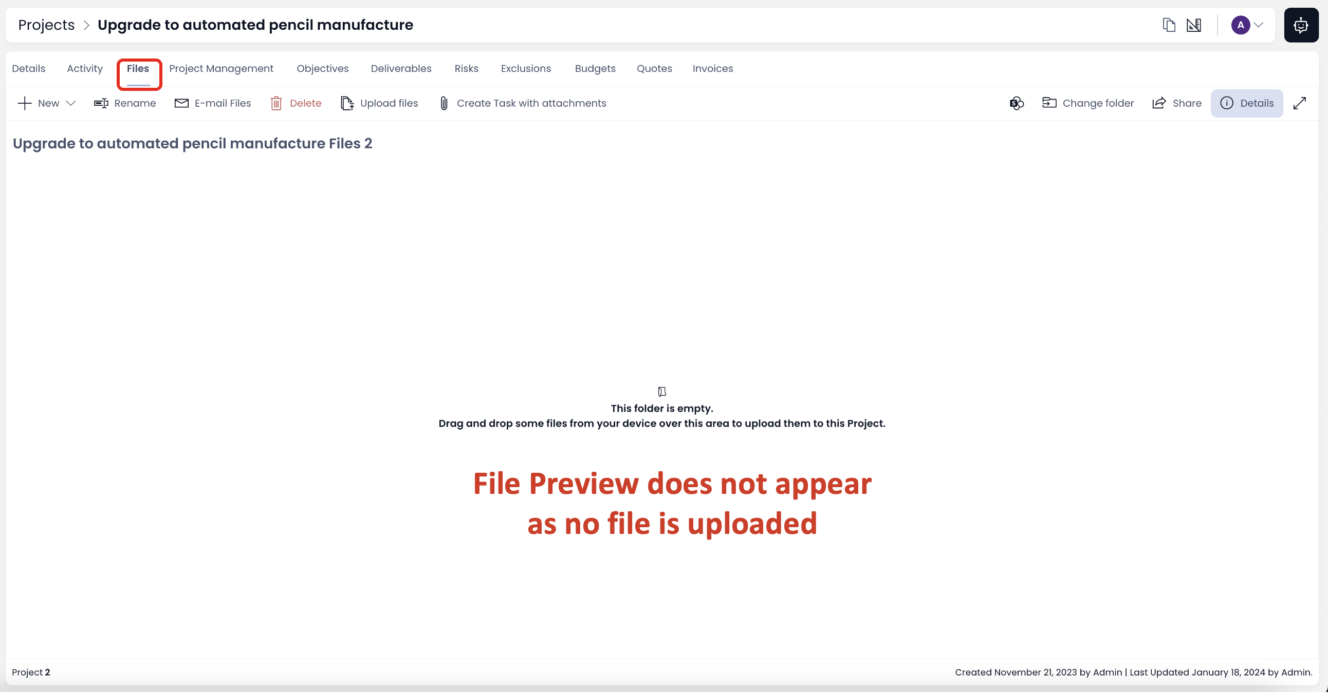 Image showing no file preview component appears if no file is uploaded